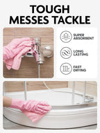 Fantasticlean Microfiber Cleaning Cloth Roll -90 Pack, Tear Away Microfiber Towels, 12" x 12", Reusable, Washable, Scratch Free, Ultra Absorbent Dishcloth for Car, Home Supplies, Pet, Kitchen (Pink)
