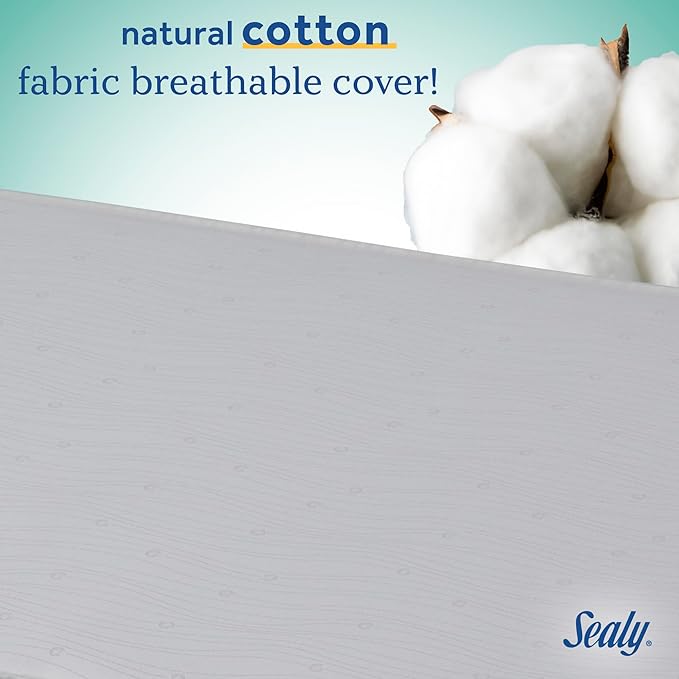 Sealy Baby Flex Cool 2 Stage Breathable Crib Mattress with Toddler Bed Fit, Waterproof & Airy Cotton Cover, 204 Premium Coils, GREENGUARD Gold Certified, Safety & Quality Tested, Made in USA, 52x28"