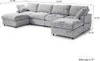 WJShome U Shaped Sectional Couch 134 Inch 4-Seater with 2 Ottoman Modern Modular Sofa,Chenille Deep Seat Couches for Living Room, Bedroom and Apartment，Gray