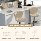 Bar Stools Set of 4,Adjustable Swivel Barstools, Faux Leather Bar Chairs,Upholstered Counter Height with High Backrest for Kitchen Island, Khaki
