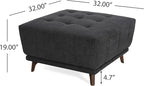 Christopher Knight Home Kinsley Square Ottoman Footstool, Ottoman Chair with Large Seat, Chenille Fabric Upholstery Coffee Table, Modern Side Table for Living Room Bedroom Home Decor, Grey