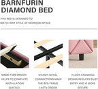 BarnFurin King Size Bed Frame, Faux Leather Upholstered Bed with Diamond Tufted Headboard, Modern King Size Bed with Wooden Slats Support, No Box Spring Required, Easy Assembly, Pink