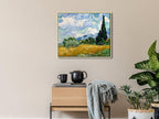 Wieco Art Framed Canvas Art Wheat Field with Cypresses by Van Gogh Impressionist Landscape oil Paintings Canvas Prints Artwork Wall Art for Living Room Home Office Decorations