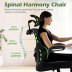 Office Chair Ergonomic Desk Chairs with Adjustable Lumbar Support& Headrest Hanger, High Back Breathable Mesh Chair with Wheels, Rolling Swivel Comfy Task Computer Chair for Home Work Gaming