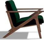 Zola Mid Century Modern Accent Chair Arm Chair, Living Room Furniture, (Green Velvet/Walnut)