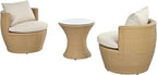Christopher Knight Home Dessa Patio Conversation Set, Wicker Rattan Club Chairs, Wicker End Table, Accent Chair with Cushions, Mirror Table Top, Conversation Set for Backyard Poolside, Light Brown