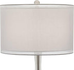 Possini Euro Design Swift Modern Table Lamp 32" Tall with USB Dimmer Square Riser Mercury Glass Chrome Neck Double Drum Shade for Bedroom Living Room House Bedside Nightstand Office Entryway Family