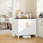Letaya Storage Cabinet with 2 Doors,Adjustable Shelf, 16" Dx 32" Wx30 H Inches,Metal Sideboard Floor Cabinet for Entryway, Kitchen, White (White)