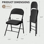 SEALAMB 6 Pack Black Folding Chairs with Padded Seats & Cushion, Durable Metal Foldable Chairs for Wedding Party, Commercial Chairs for Office School Church Events, 330lb Capacity (Black-PU, 6 Pack)