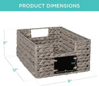 Best Choice Products Set of 4 9x12in Water Hyacinth Pantry Baskets, Woven Organizers w/Chalkboard Label, Chalk Marker - Gray