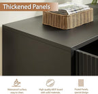Fluted Storage Cabinet, Set of 3, Sideboard Buffet Cabinet, Modern Wood Accent Cabinet with Adjustable Shelves, Console Table for Living Room, Hallway, Entryway, Black