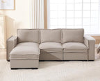 EALSON 93" Modular Sectional Sofa Comfy Cloud Couch with Ottoman Modern Convertible L Shape Couches with Wooden Legs Linen Deep Seat Couch 4-Seater Sofa for Living Room/Apartment, Oatmeal