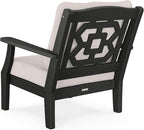 Martha Stewart by POLYWOOD® Chinoiserie Deep Seating Chair in Black/Dune Burlap