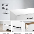 Prepac Rustic Ridge Farmhouse Dresser, White Dresser for Bedroom, Chest of Drawers with 5 Drawers 18.5" D x 27.5" W x 43.5" H, WBDR-1605-1