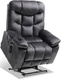 EONIX Oversized Big Man Power Lift Recliner Chair for Elderly with Heat and Massage, 400lbs Dual Motor Lay Flat Electirc Lift Chair with Extended Footrest, SLRY008063, Black