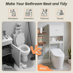 Over The Toilet Storage Cabinet, Behind Toilet Bathroom Organizer with Adjustable Shelves, Above Toilet Organizers with Barn Door, Space Saver for Restroom, Bathroom, Laundry