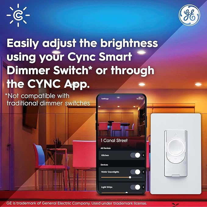 GE Cync Reveal HD+ Smart LED Wafer Downlight, Color Changing LED Downlight, 4in, Matter Compatible (3 Pack)