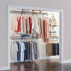 Rubbermaid Configurations Custom Closet Kit 4-8 Ft. Adjustable Metal Wire Shelving Titanium Finish Expandable Organization System Hardware Included for Home Closet/Pantry/Laundry/Mudroom