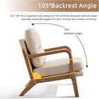 Mid Century Modern Accent Chair, Linen Fabric Upholstered Lounge Armchair with Solid Wood Frame and Soft Cushion for Living Room, Bedroom (1, Linen Beige)