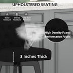 MINCETA Bar Stools Set of 4, 26 Inch Upholstered Barstools with Low Tufted Back and Footrest, Swivel Counter Height Barstools for Kitchen Island Home Bar Performance Fabric Black
