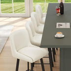 Swivel Bar Stools, 30''H Upholstered Barstools with Backs, Modern Counter Height Bar Stool Chairs for Kitchen Island, Metal Legs (Beige- Faux Leather, Set of 3-30" H)
