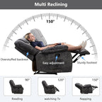 ANJHOME Massage Recliner Chairs with Heat and Vibration,Overstuffed Manual Rocking Reclining Chair for Living Room Bedroom (Grey)