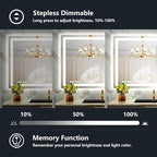 48x30 Inch LED Bathroom Mirror with Lights Front and Backlit Lighted Vanity Mirror for Bathroom Wall with 3 Colors Dimmable Anti-Fog Memory Shatter-Proof IP54 Waterproof Horizontal/Vertical