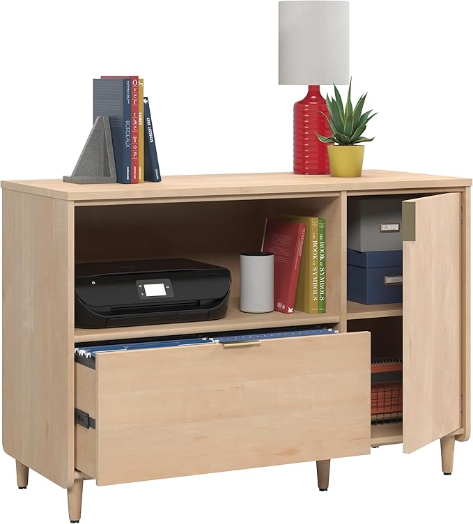 Sauder Clifford Place Commercial Office Credenza, for TVs up to 46", in a Natural Maple Finish