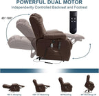 Dual Motor Large Power Lift Recliner Chair for Elderly with Heat and Massage,Lay Flat Lift Chairs Recliners for Seniors Infinite Position,USB Ports&Remote, Leather (Ochre) (Brown, Medium)