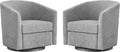 Chenille Swivel Accent Chairs Set of 2, No Assembly Upholstered Armchair, 360°Rotating Barrel Chairs for Living Room, Bedroom, Apartment & Reading Nook (2, Light Grey)