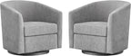 Chenille Swivel Accent Chairs Set of 2, No Assembly Upholstered Armchair, 360°Rotating Barrel Chairs for Living Room, Bedroom, Apartment & Reading Nook (2, Light Grey)