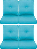 Patio Chair Cushions 4 Packs - Outside High Back Thick Water-Resistant Cushion 22x24 with Zipper Cover for Outdoor Glider Rocking Chairs Loveseat Couch – Teal/Buckle