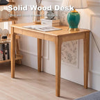 Solid Wood Desk with Drawer, Small Computer Desk for Small Spaces, Gaming Study Home Office Desks for Work, Student PC Desk for Bedroom, Escritorios para Cuartos (Wood Color, 39.4 inch)