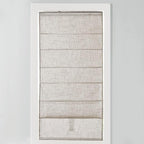 Madison Park Kyler Cordless Roman Shades - Single Panel, Lightweight Linen Blend Fabric, Natural Design, Easy Installation, Light Filtering Window Blind, Bedroom, Living Room Decor 27"W x 64"H Natural