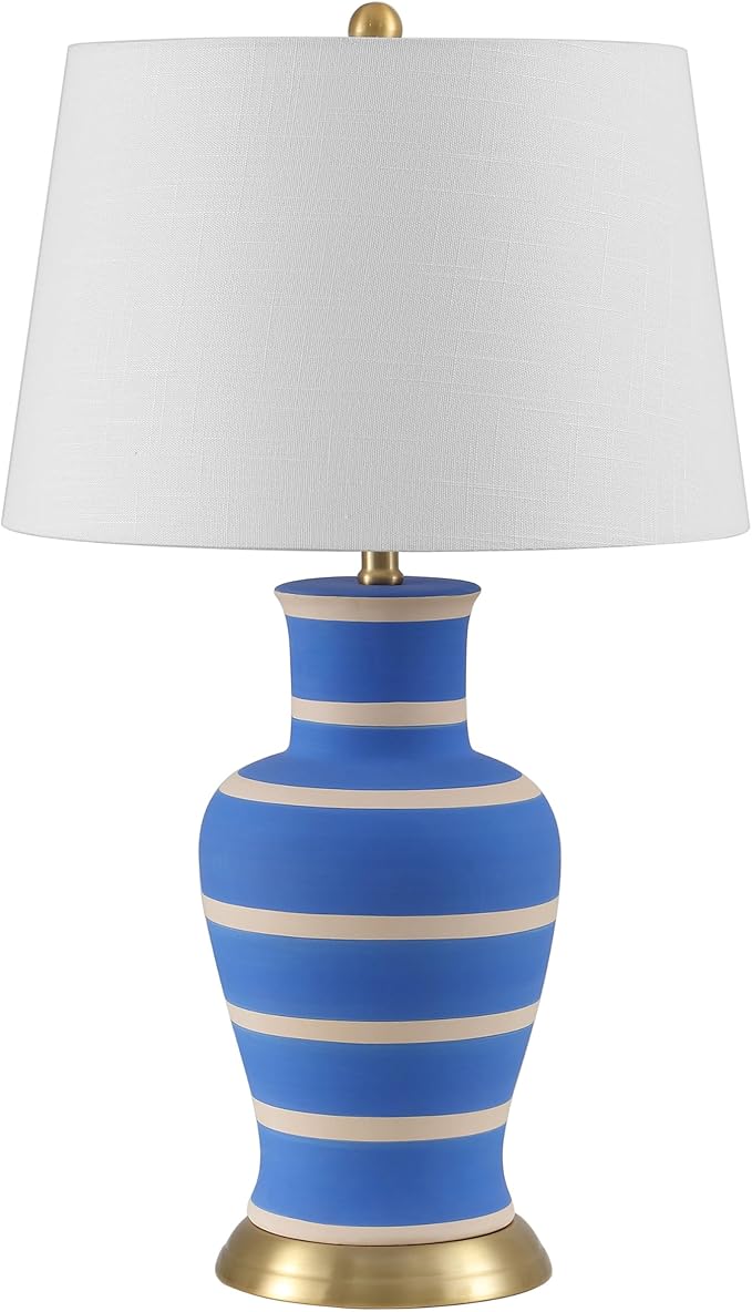 JONATHAN Y JYL4026L Julian 29" Traditional Classic Ceramic Urn LED Table Lamp for Bedroom, Living Room, Office, College, Book Case, Nightstands and Coffee Table, Blue/Beige