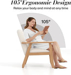 KCC Mid-Century Modern Linen Fabric Accent Chair, Upholstered Leisure Chair Comfy Reading Side Chair with Armrest and Solid Wood Frame for Living Room Bedroom Balcony(Beige)