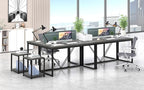 EXCEFUR Modern Home Office Desk, Wood and Metal Computer Desk, Industrial Writing Study Gaming Table for Living Room Bedroom, Rustic Grey, 53 inch