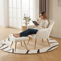 Small Accent Chair with Ottoman, Velvet Upholstered Lounge Chair with Footrest, Comfy Reading Armchair with Gold Legs for Living Room Bedroom, Beige