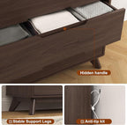 3 Drawer Dressers for Bedroom, 32" Large Wood Storage Dresser & Chest of Drawers with Charging Station, Wide Modern Dressers with 3 Drawer Storage Organizer for Bedroom Living Room Closet Brown