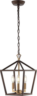 JONATHAN Y JYL7601D Pagoda 10" 3-Light Iron Classic Modern Lantern Bohemian, Cottage, Farmhouse, Rustic, Transitional LED Pendant, Oil Rubbed Bronze/Brass Gold