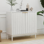 Fluted Cabinet with Storage, Buffet Cabinet Sideborad with Door, Kitchen Buffet Storage Accent Cabinets with Adjustable Shelves for Living Room, Entry, Hallway, White