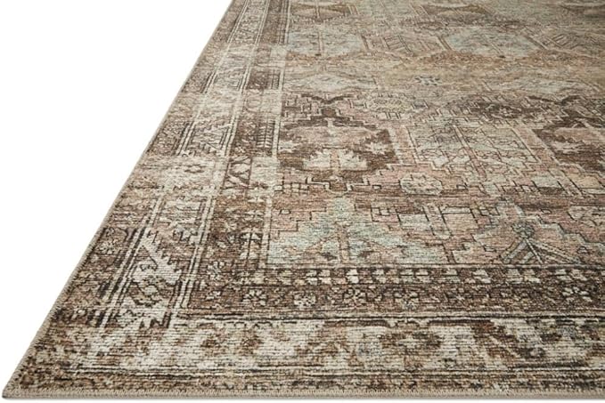 Loloi Amber Lewis Billie Collection, Clay & Sage 2'-0" x 5'-0" Area Rug – Antique & Distressed Accent Rugs for Living Room, Bedroom, Entryway & Hallway, No Shed High Traffic Area Home Decor Rug