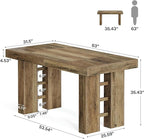Tribesigns 63-Inch Long Bar Table, Farmhouse Rectangular Counter Height Pub Table, Wood Home Bar Unit for Kitchen, Dining Room, Living Room, Rustic Brown (Table Only)