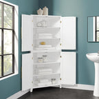 Crosley Furniture Roarke Corner Kitchen Storage Pantry Cabinet with Shelves, Kitchen, Dining, Laundry Room, White