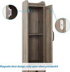 Bathroom Cabinet with Adjustable Shelf, Storage Cabinet for Small Space, Tall Bathroom Storage Cabinet with Retractable Toilet Paper Rod, Narrow Cabinet with 2 Doors, 8 Compartment, Brown Gray