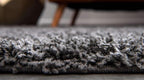 Unique Loom Solid Shag Collection Area Rug (12' 4" Round, Graphite Gray)
