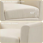 Accent Chair, Mid-Century Modern Fabric Chairs with Arms for Living Room, Comfy Upholstered Club Single Sofa Armchair for Bedroom Waiting Room with Solid Wood Frame (Fabric White, Set of 1)