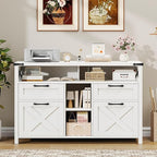 Filing Organization Storage Cabinets 4 Drawer with Adjustable Shelf, Lateral Filing Cabinet with Open Storage Shelf for Home Office, Farmhouse File Cabinets for Hanging Files Letter/A4.(White)