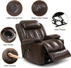 PARKOL Power Lift Recliner Chair for Elderly Breathable Leather Recliner Chair with Massage and Heat for People Limited Mobility (Brown, Small)
