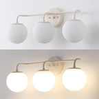JONATHAN Y JYL3536C Louis Parisian Globe 25" 3-Light Metal/Frosted Glass Modern Contemporary LED Vanity Light Midcentury, Glam, Transitional, Bathroom, Powder Room, Dressing Room, Bedroom, Almond